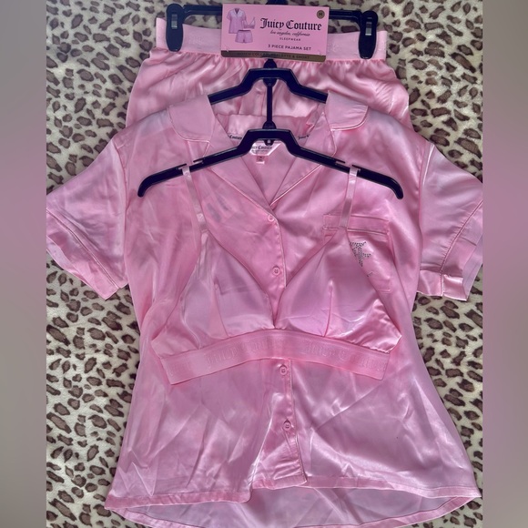 Juicy Couture Pink Silk Rhinestone Pajama Set - Picture 1 of 12